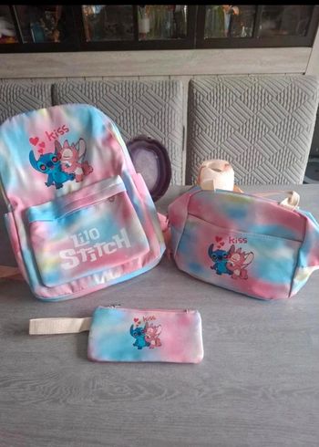 Lot Lilo & Stitch : sac à dos, lunch box et trousse - Neuf