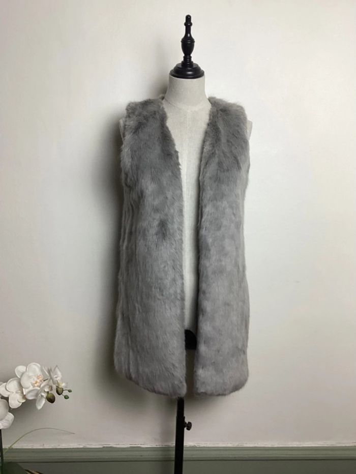 Veste grise en fausse fourrure New Look 34