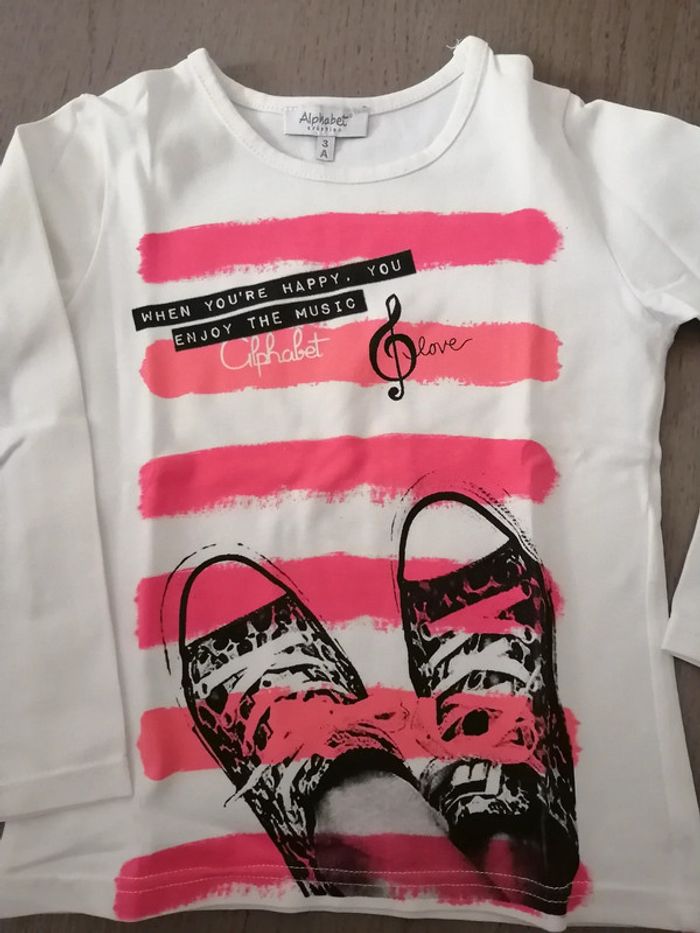 T shirt longues manches alphabet 3ans - photo numéro 2