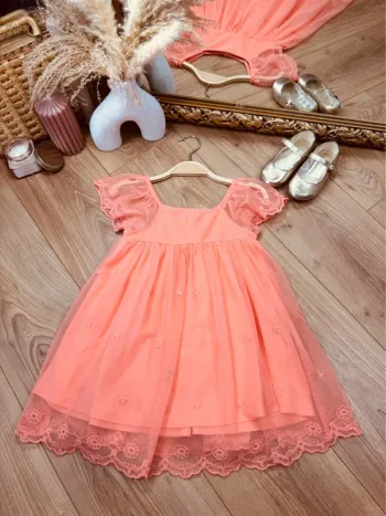 Taille 4 ans Robe fille Kiabi orange corail * tulle * 🪷