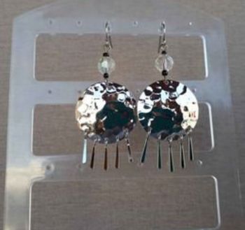 Boucles d'oreilles ronds, pendantes, argenté