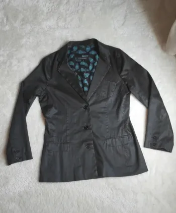 Veste blazer noir toile enduite Cotélac T1 coton élasthanne
