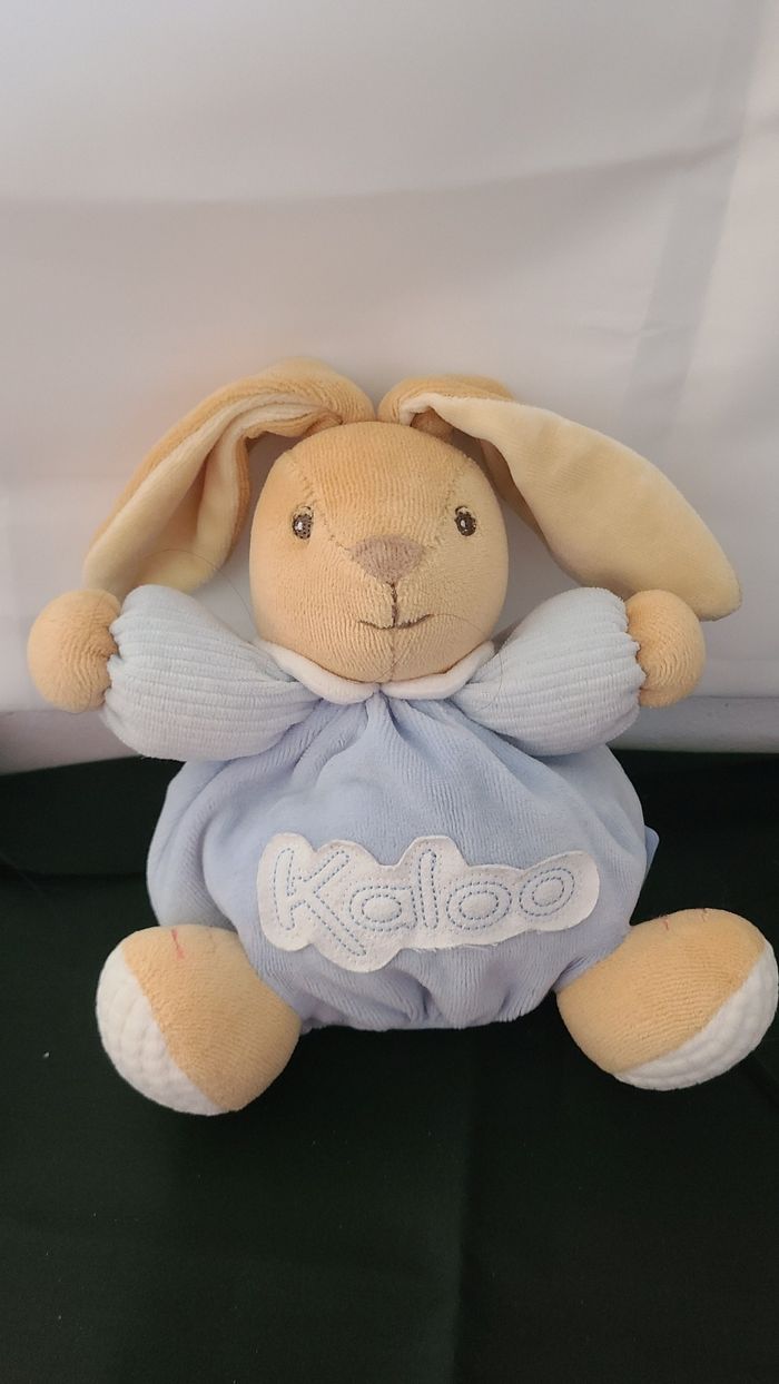 doudou lapin Kaloo bleu et blanc, beige - photo numéro 3