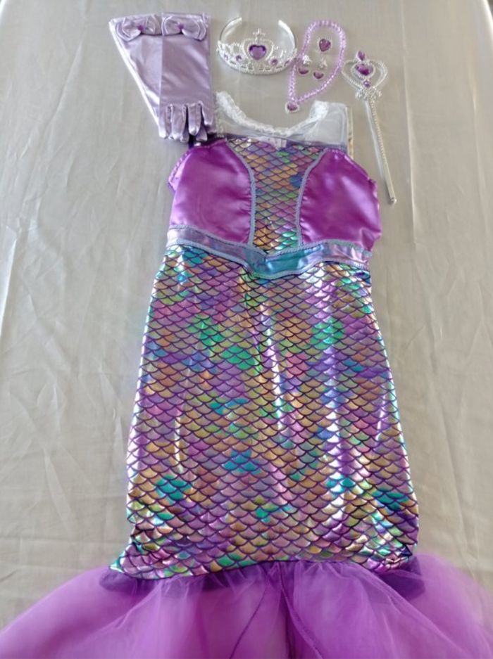 Déguisement sirène violette et accessoires 5-6ans