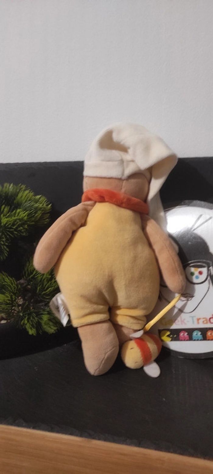 doydou peluche ours baby nat marron blanc jaune abeille bonnet Orange Collerette - photo numéro 2