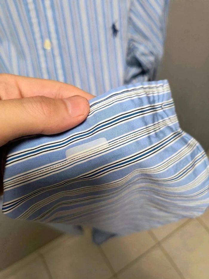 Chemise Ralph Lauren Classic Fit Rayée Bleu Vintage Y2K – Taille L - photo numéro 10