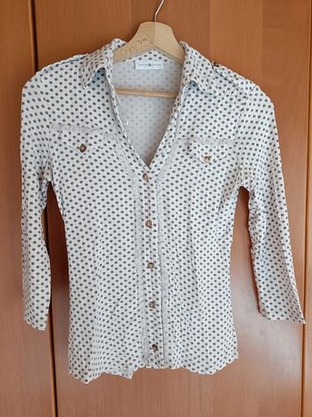 Faux chemisier t-shirt manches 3/4 avec faux boutons