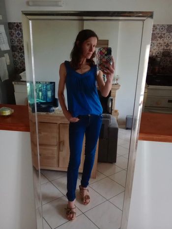 Top femme taille 2 bleu électrique c76