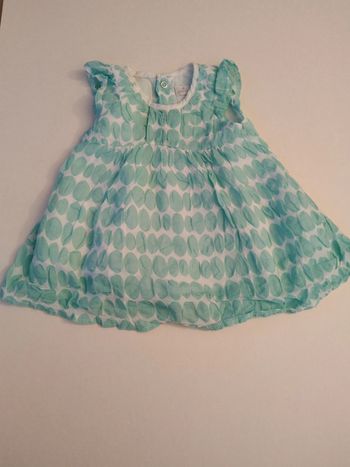 robe imprimée pois turquoise fluide Jean Bourget fille 1  mois