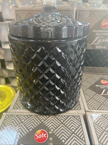 Bonbonnière en verre noir 600ml neuf