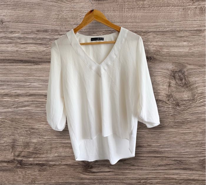 Blouse manches 3/4 ou longues crème atmosphère taille 38 M