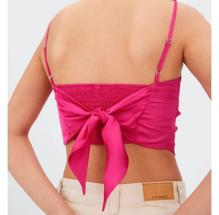 Top satiné en triangle rose - Stradivarius - photo numéro 4