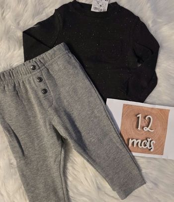 (Neufs non portés) 😍🥰💙 ensemble teeshirt ml et pantalon molleton et molletonné 12mois Garçon 💙🥰😍