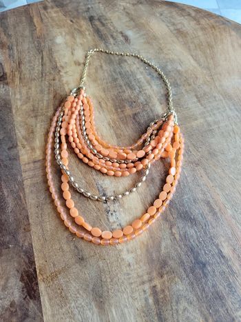 Collier perles large orange dorée