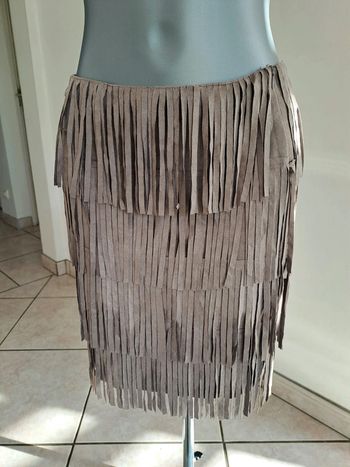 Jupe touché daim à franges