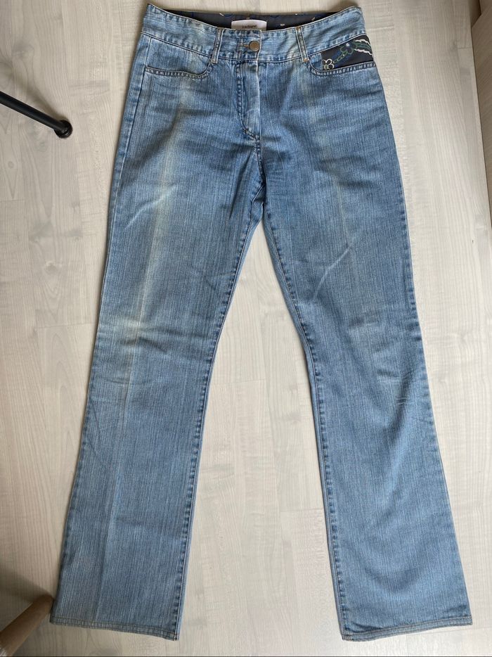 Jean bleu large vintage brodé cacharel - photo numéro 3