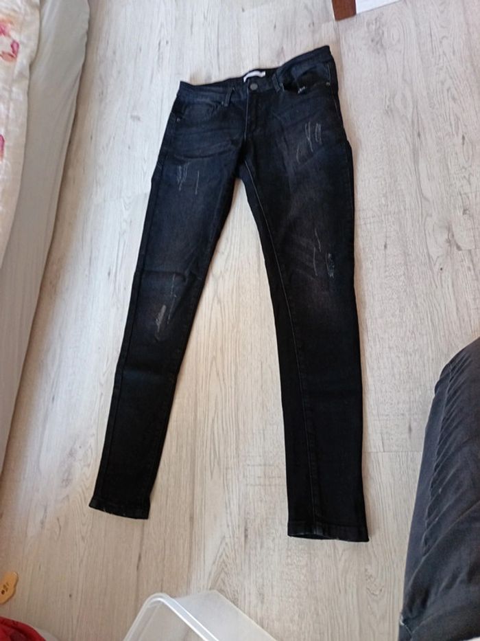 Pantalon jeans 38 M femme gemo tbe noir - photo numéro 2