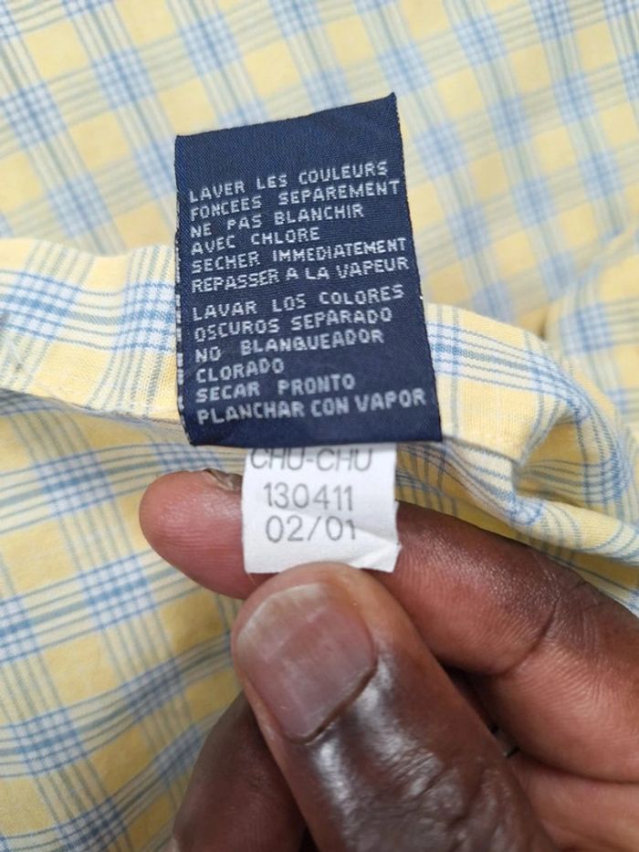 Chemise tommy hilfiger vintage homme jaune a carreaux - taille XL / brodé (499) - photo numéro 8