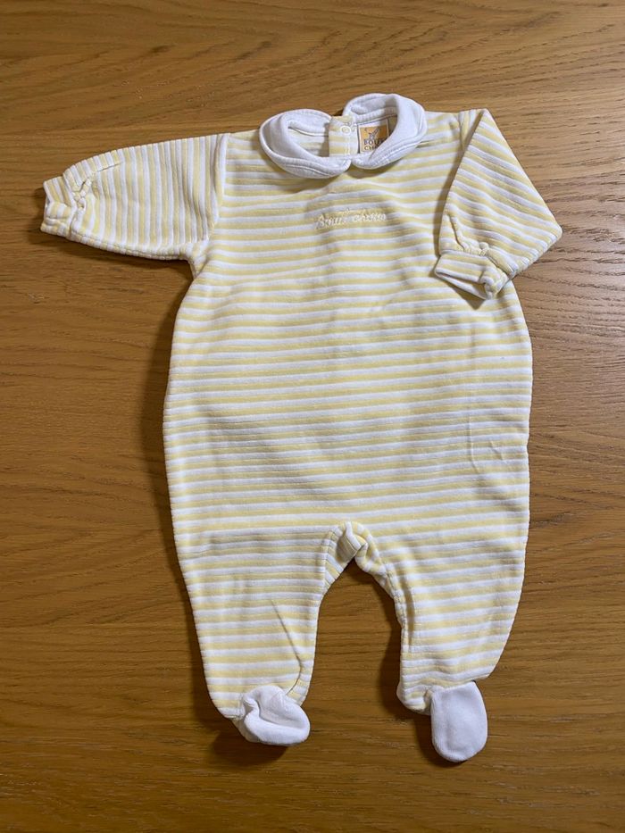 Bout’chou Pyjama Grenouillère jaune/blanc Taille 3 mois - photo numéro 2