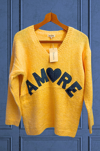 Pull col V tout doux - Jaune - Marque Gracelia