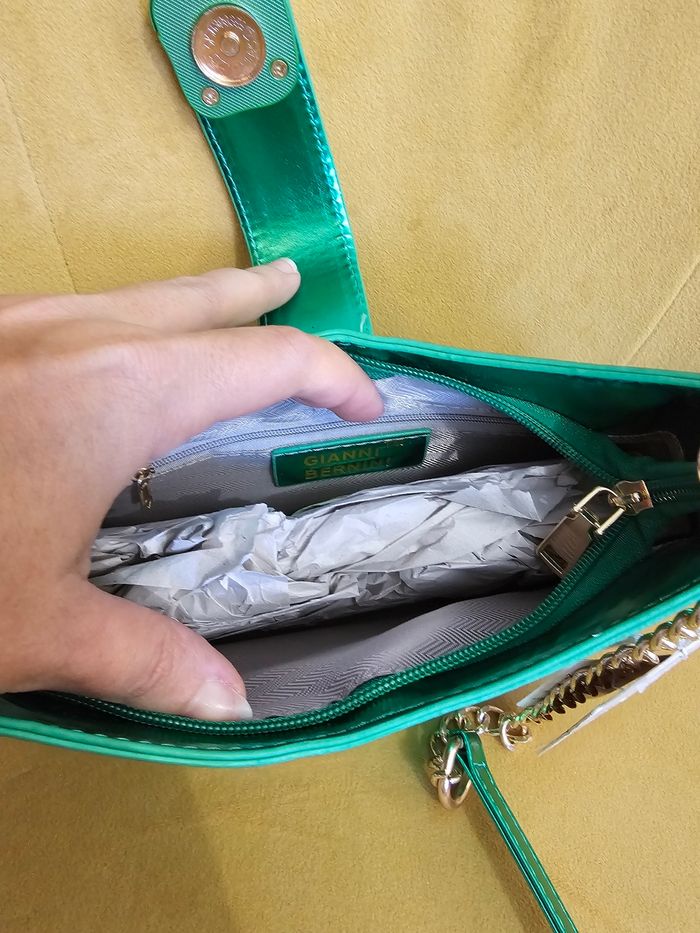 Sac a main vert brillant neuf gianni bernini - photo numéro 4