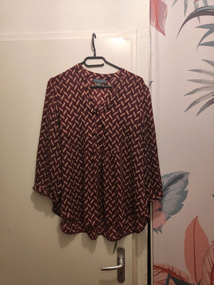 Blouse légère à motif géométrique Bordeaux - photo numéro 2