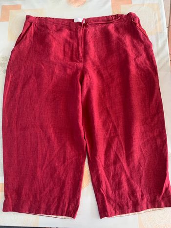 Pantacourt bermuda Diane Laury bordeaux taille 52 -100% Lin - neuf jamais porté