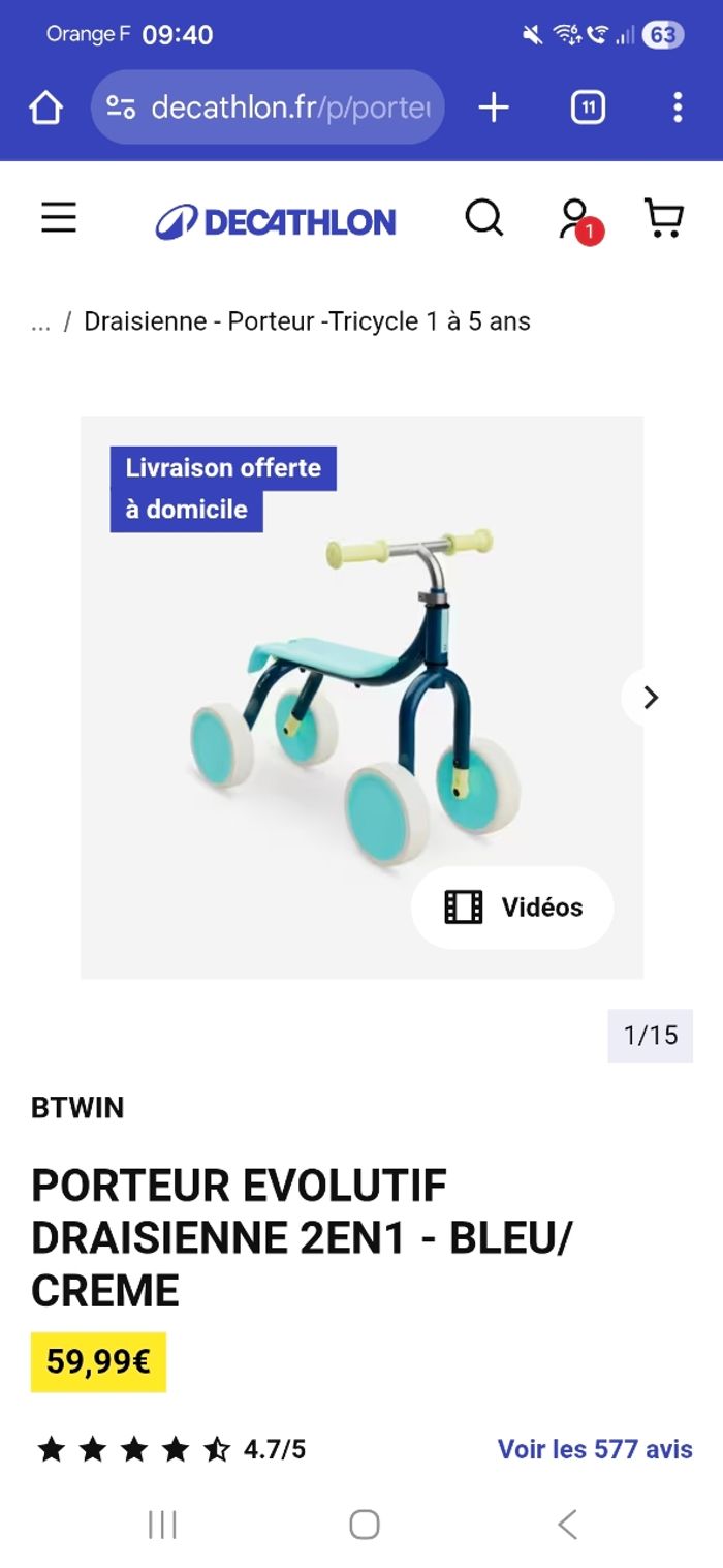 porteur decathlon excellent etat