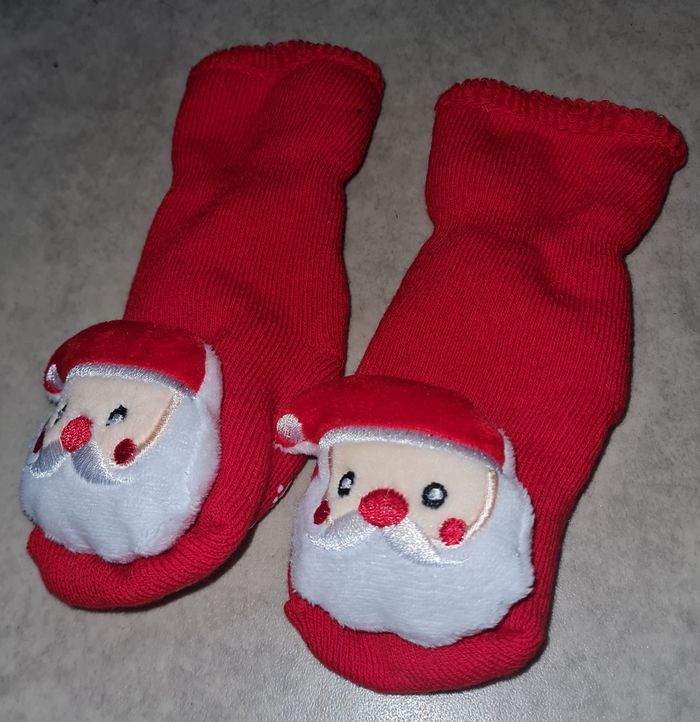chaussettes bébé noël  père noël - photo numéro 3