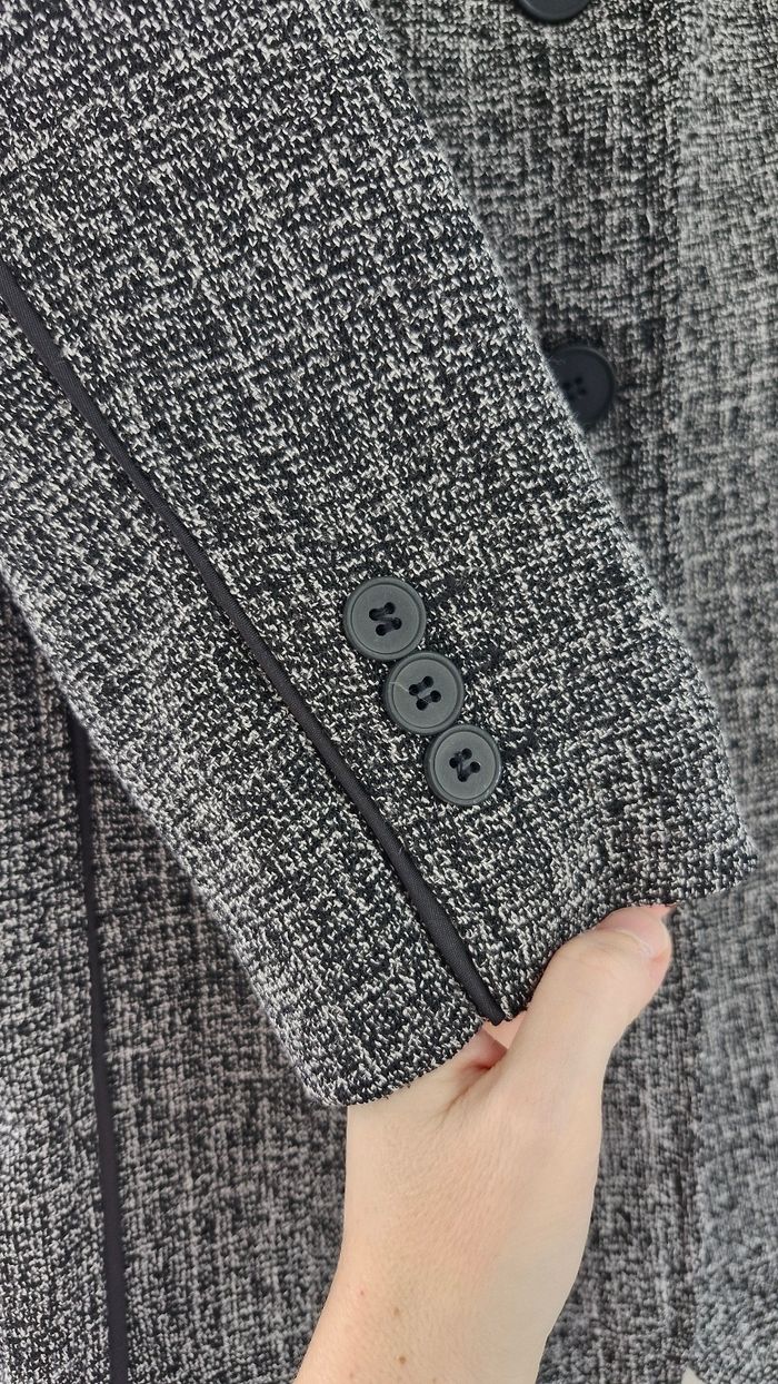 Manteau long gris et noir chiné M&S Mode - photo numéro 3