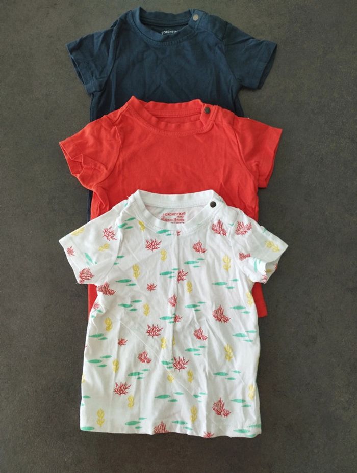 3 t-shirts manches courtes taille 9 mois