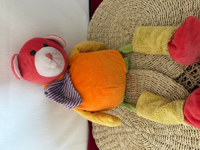 Doudou ours orange jaune rouge vert PLAYKIDS - photo numéro 2