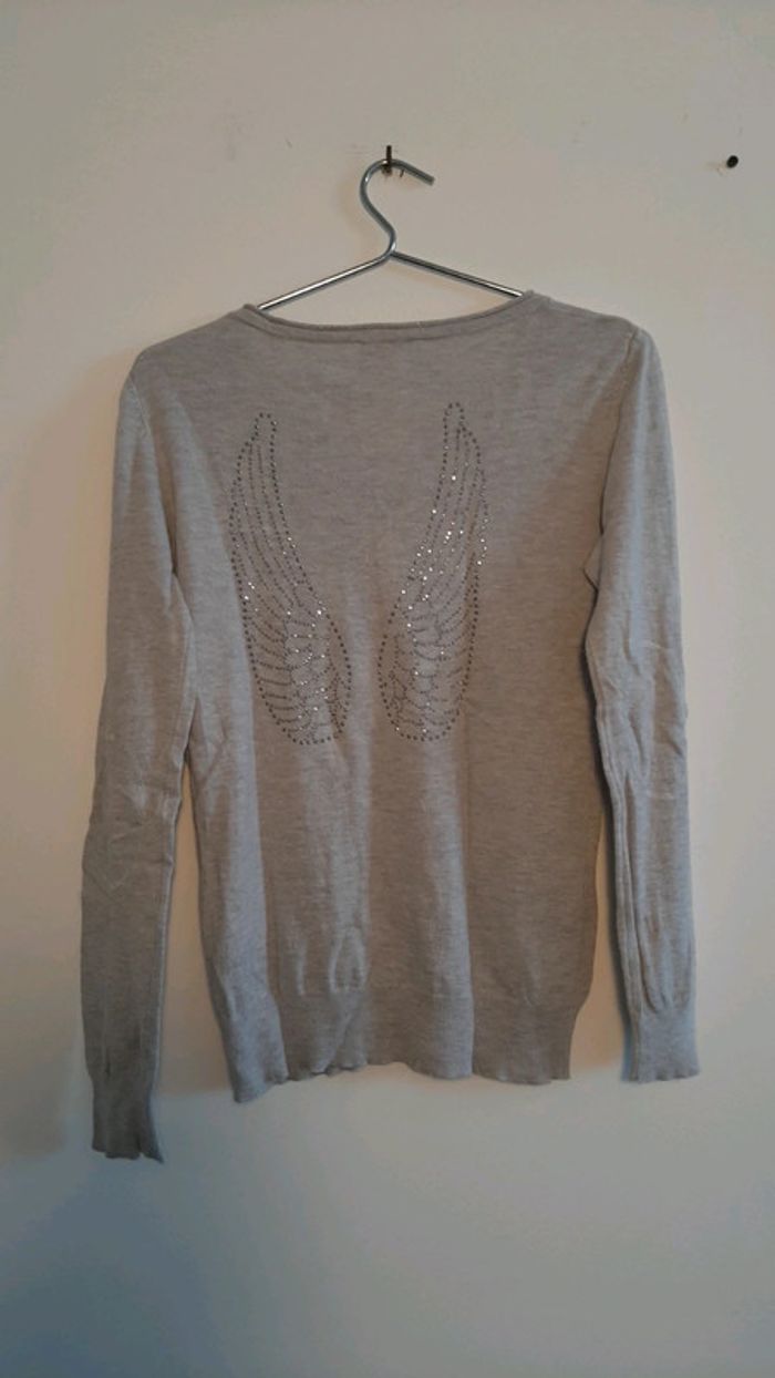 Pull col V gris T2 - photo numéro 2