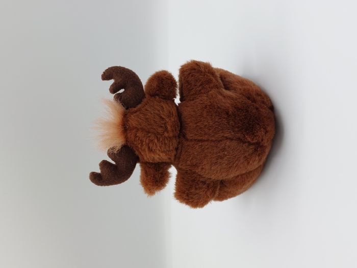 Peluche doudou élan orignal renne moose marron beige nœud rouge 17 cm Canada - photo numéro 2