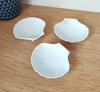 🌿 3 coquilles St Jacques - Céramique blanc mat - Vintage 🌿