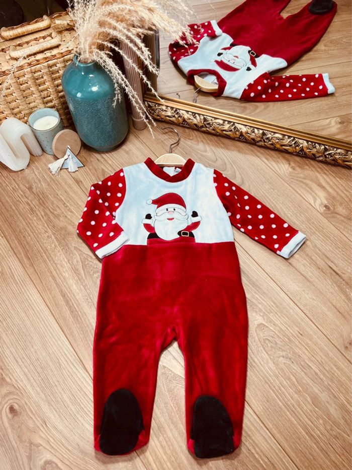 Taille 12 mois pyjama de Noël velours garçon blanc et rouge * père Noël * 💙