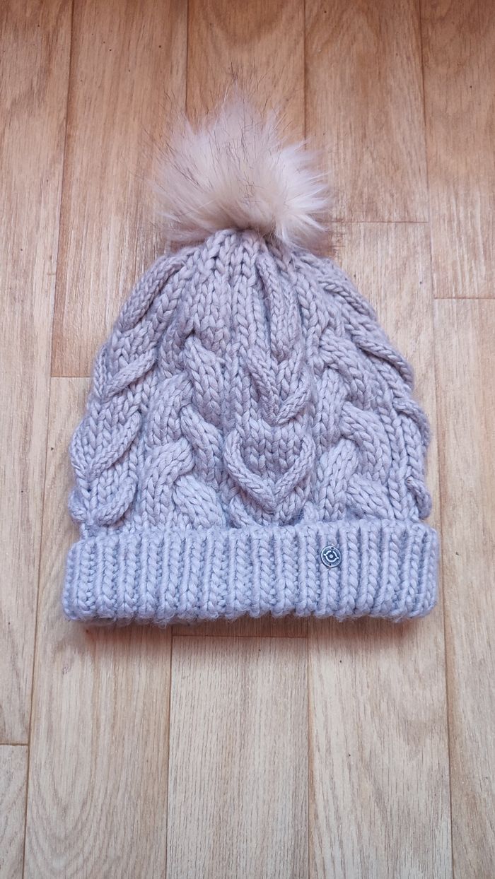 Bonnet beige Bonobo pompon