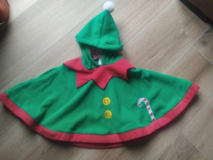 Poncho lutin de Noël en polaire 12-18 mois