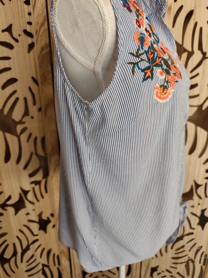 Chemise à rayures brodée T 42 Promod - photo numéro 7