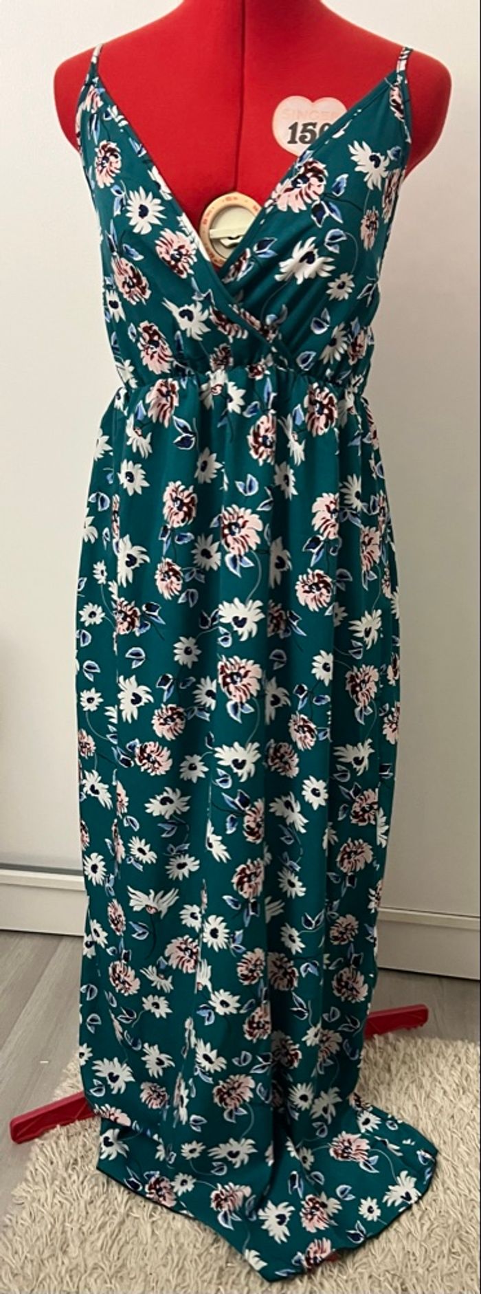 Robe longue vert émeraude fleurie LC2 - photo numéro 3