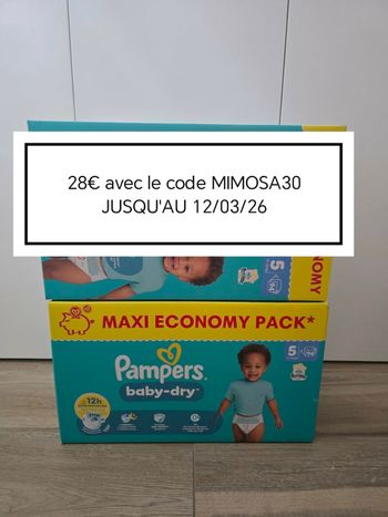 188 couches pampers baby-dry en taille 5