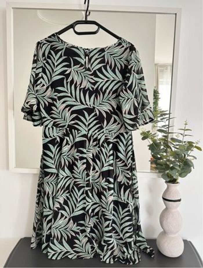 Robe promod 36 neuve noire imprimé tropical vert - photo numéro 6