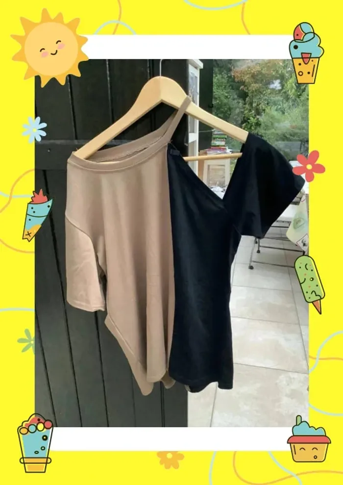 Tee-shirt à manche découpée avec chaine S 36