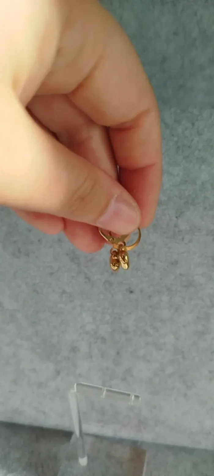 🍄 Boucles d’oreilles ▪ cœur doré sur anneaux délicats - photo numéro 4