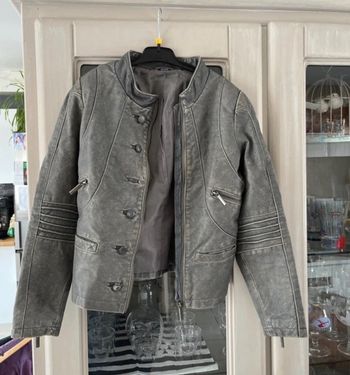 Veste cuir grise