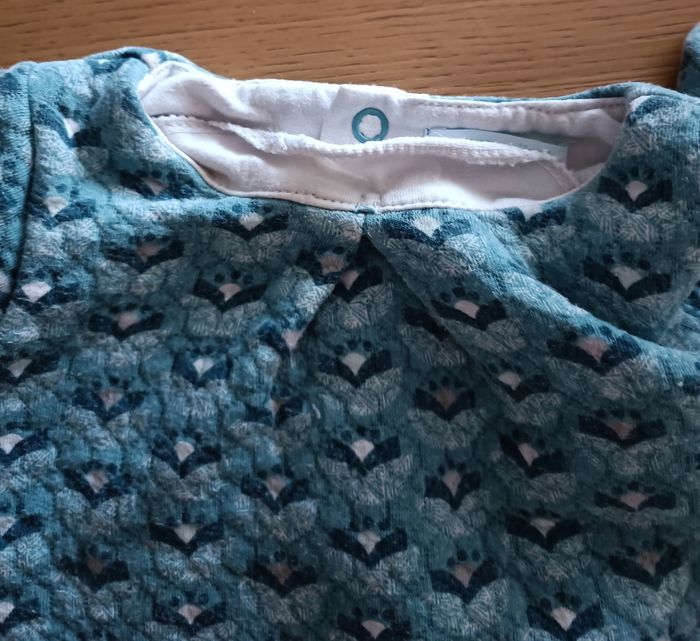 Blouse tunique épaisse Obaïbi bleu vert motif all over 6 mois 68cm fille - photo numéro 5