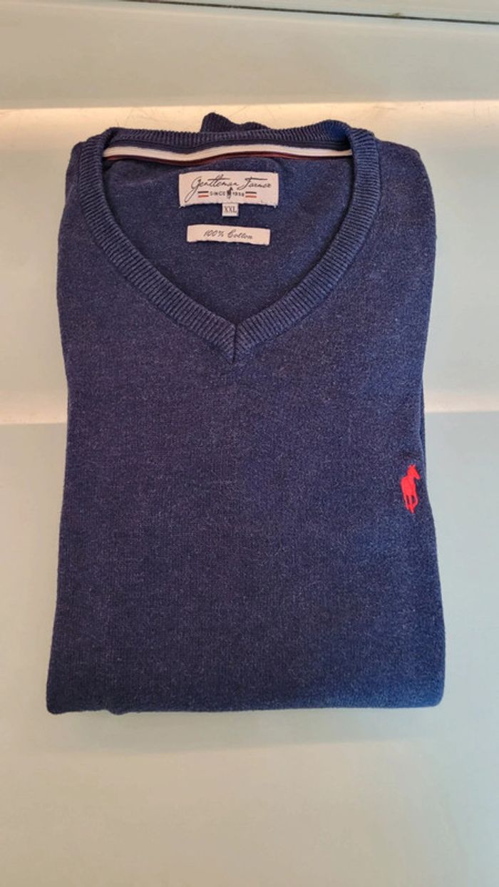 Pull fin manches longues col V 100% coton
