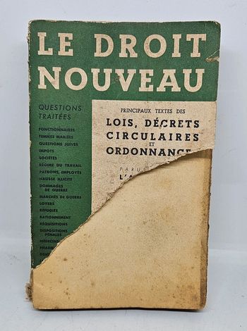 Ancien livre.
"Le droit nouveau".
350 pages. 
En l'état