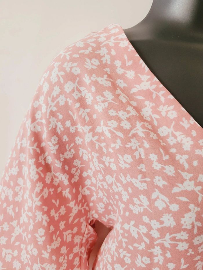 Tee shirt haut top blouse rose fleurs blanches style liberty coquette taille XS 34 Sienna Sky - photo numéro 5