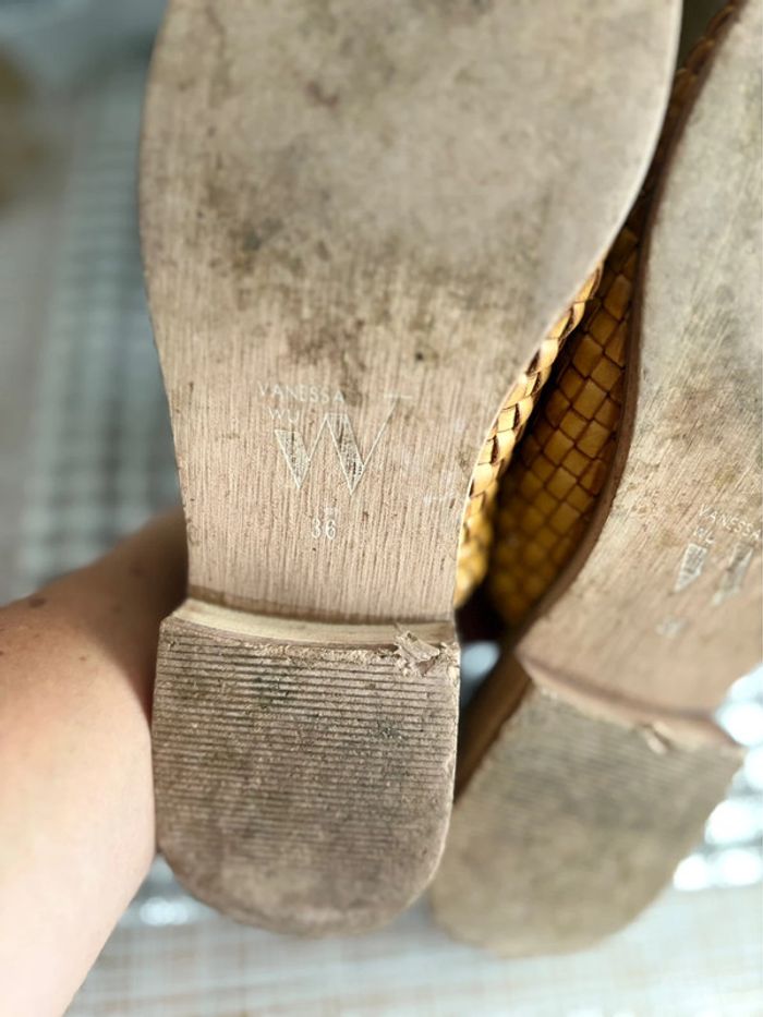Mules/sandales Vanessa Wu - 100% cuir - moutarde - pointure 36 - photo numéro 6